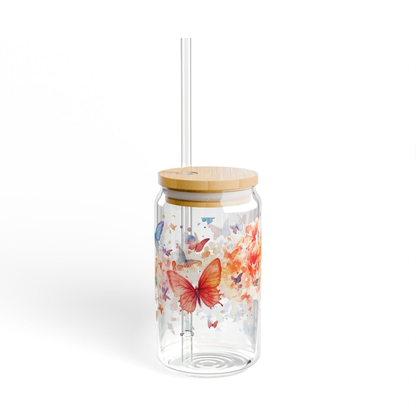Fluttering Butterflies 16oz Glass Sipper – Sip in Style and Grace!