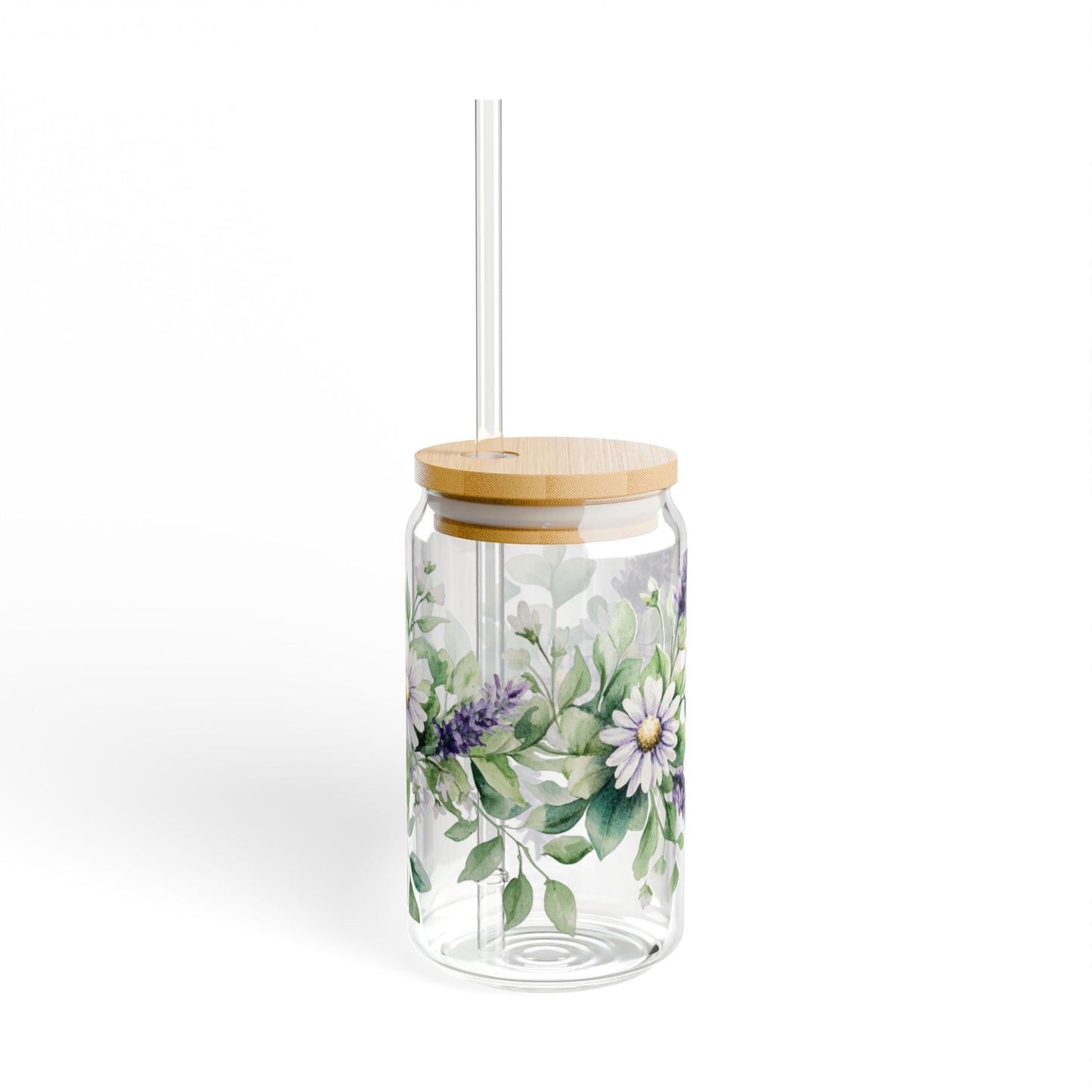 Floral 16oz Glass Tumbler – Eco-Friendly and Elegant! Sipper Glass