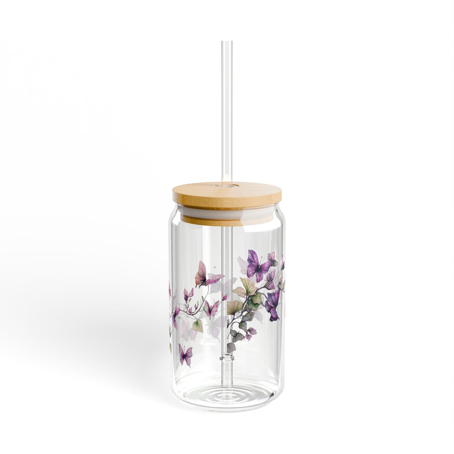 Whimsical Butterfly Vine 16oz Glass Sipper – Sip with Serenity and Grace