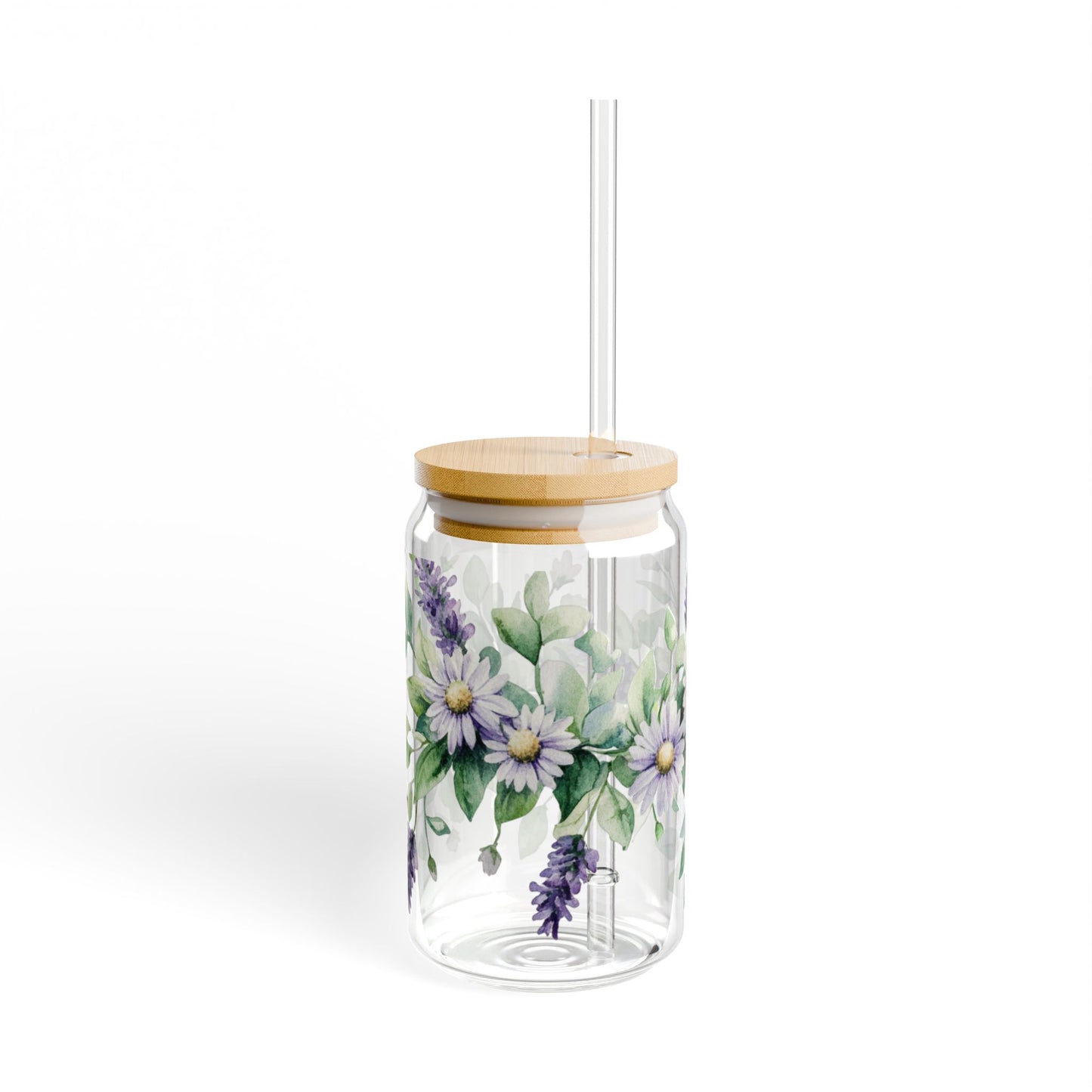 Floral 16oz Glass Tumbler – Eco-Friendly and Elegant! Sipper Glass