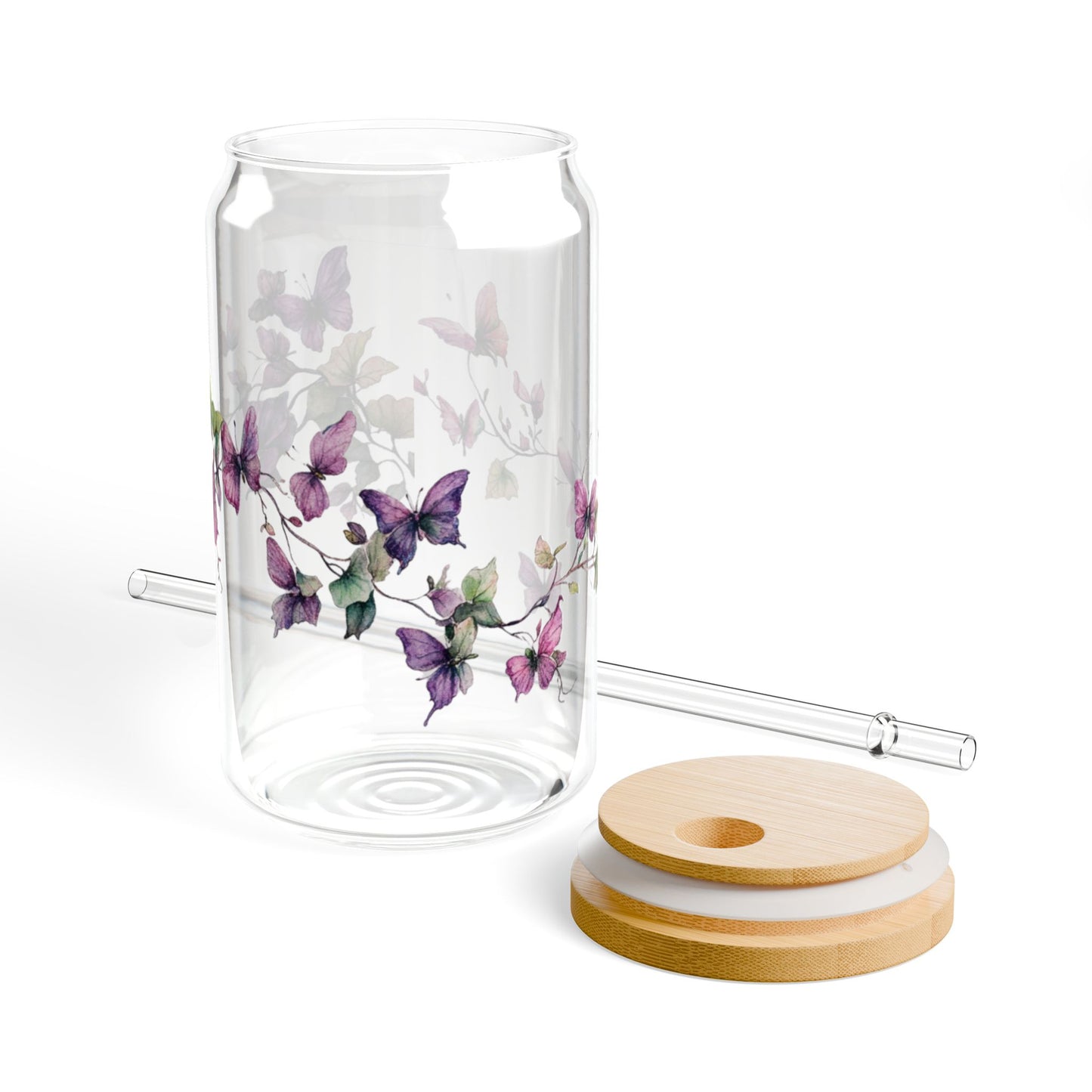 Whimsical Butterfly Vine 16oz Glass Sipper – Sip with Serenity and Grace