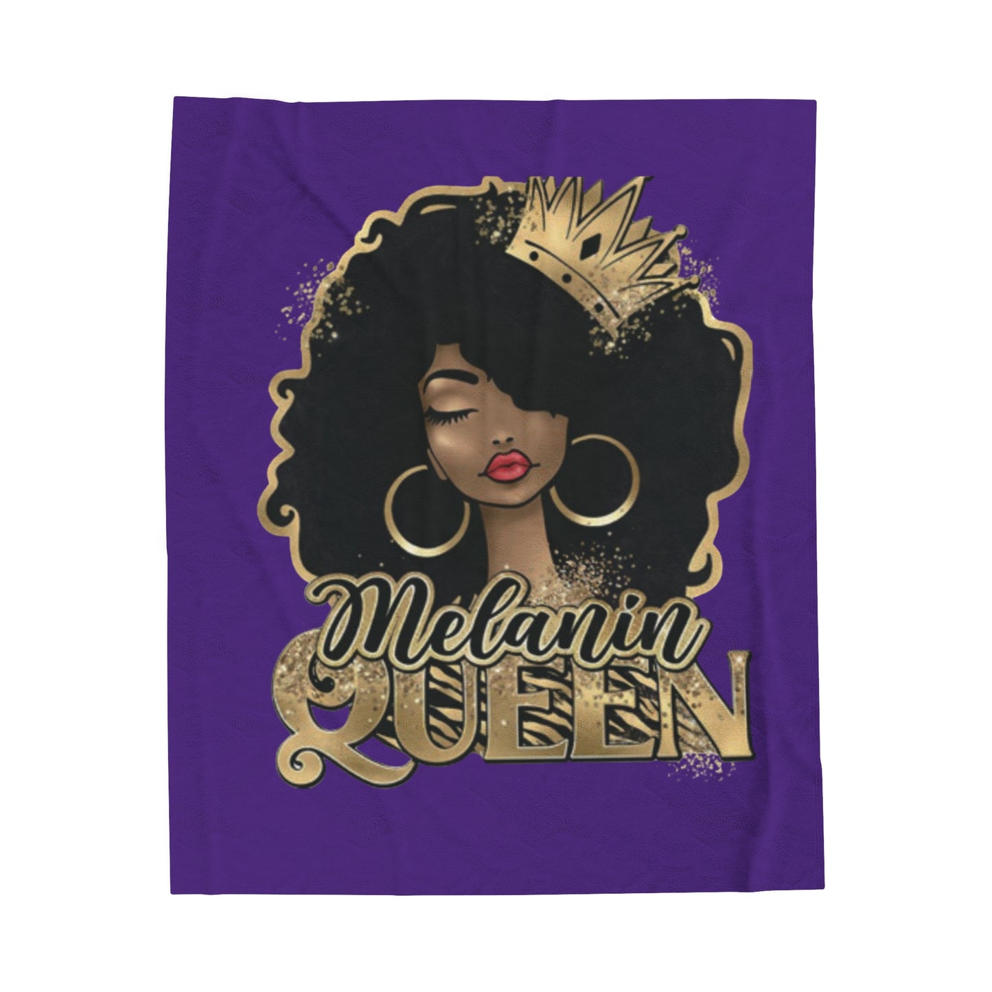 Melanin queen crown, Velveteen Plush Blanket