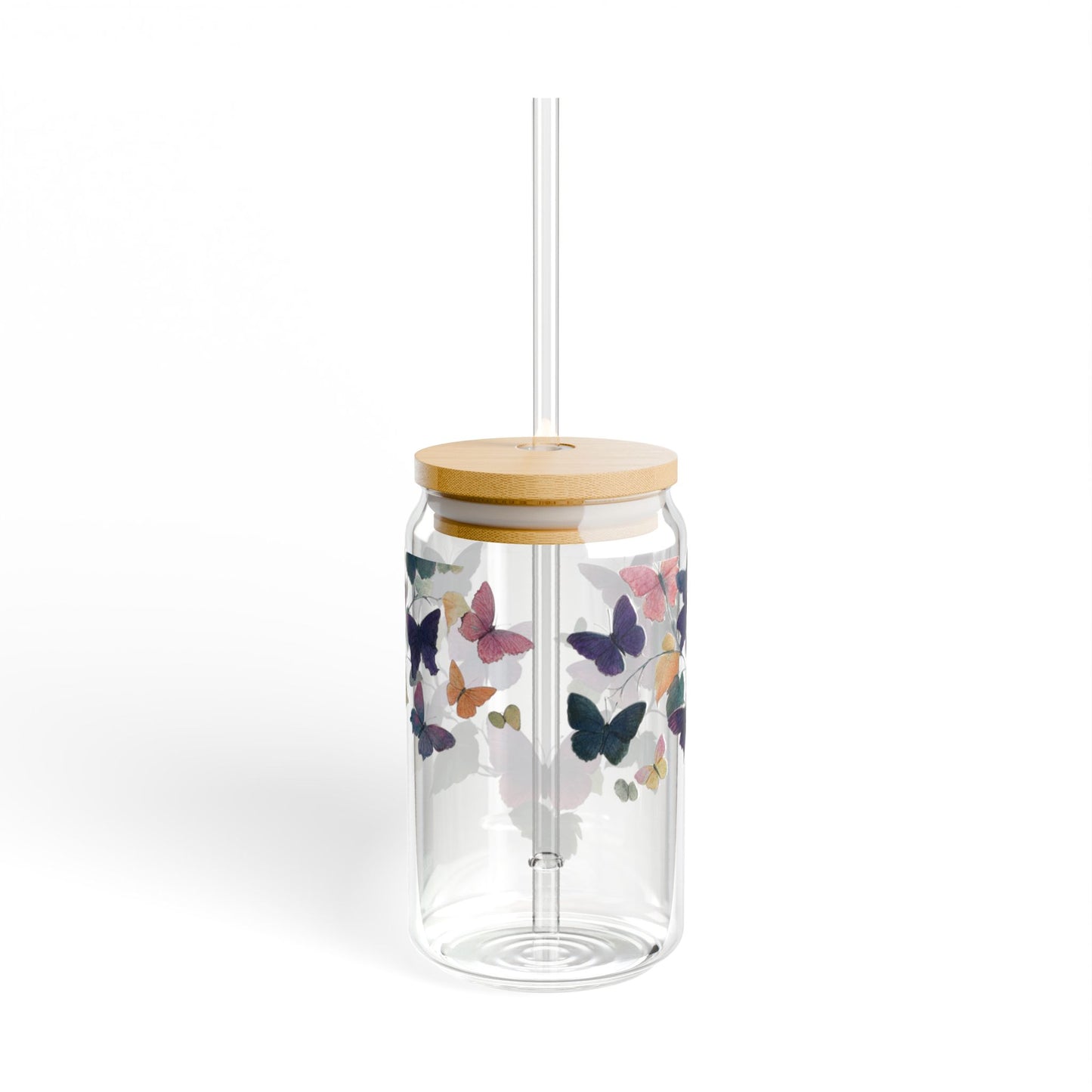Serene Butterfly Garden 16oz Glass Sipper – Sip in Tranquil Beauty