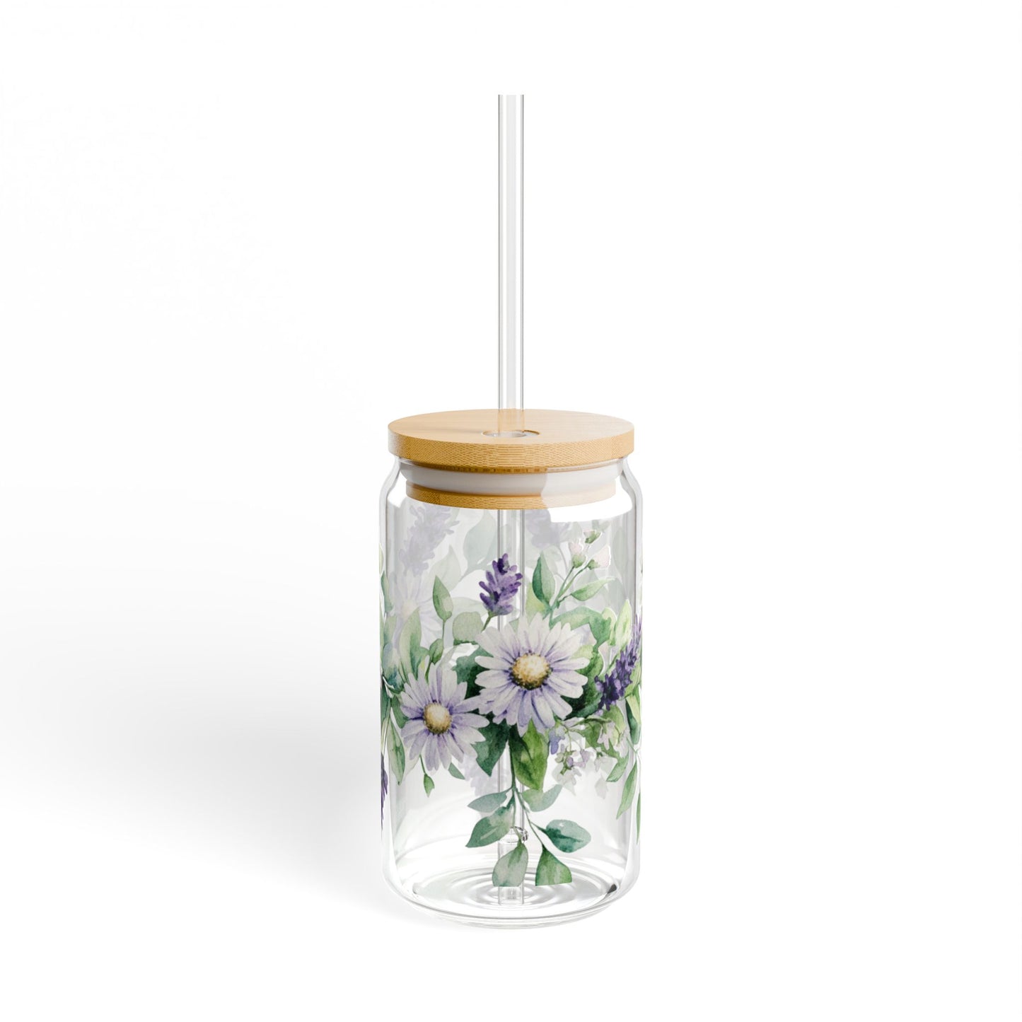 Floral 16oz Glass Tumbler – Eco-Friendly and Elegant! Sipper Glass