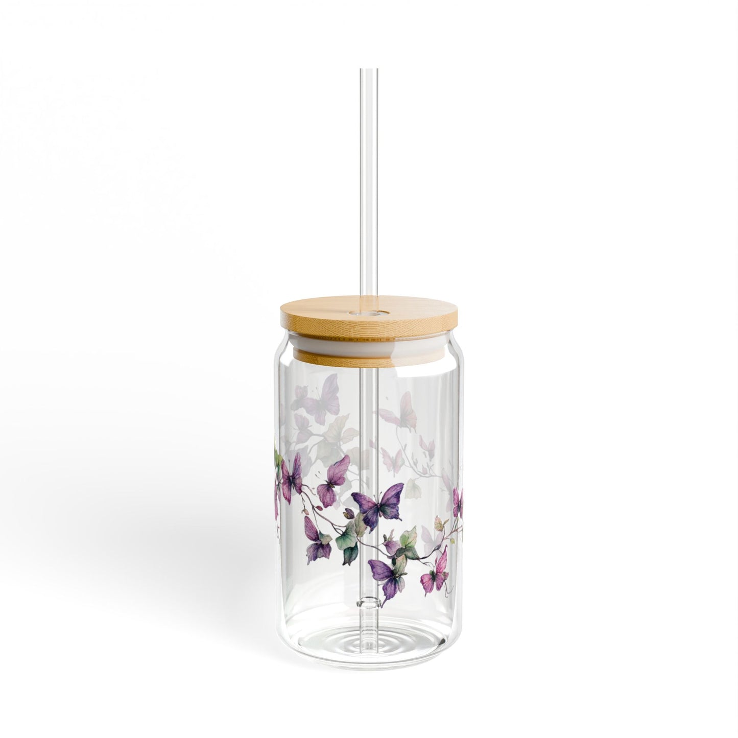 Whimsical Butterfly Vine 16oz Glass Sipper – Sip with Serenity and Grace