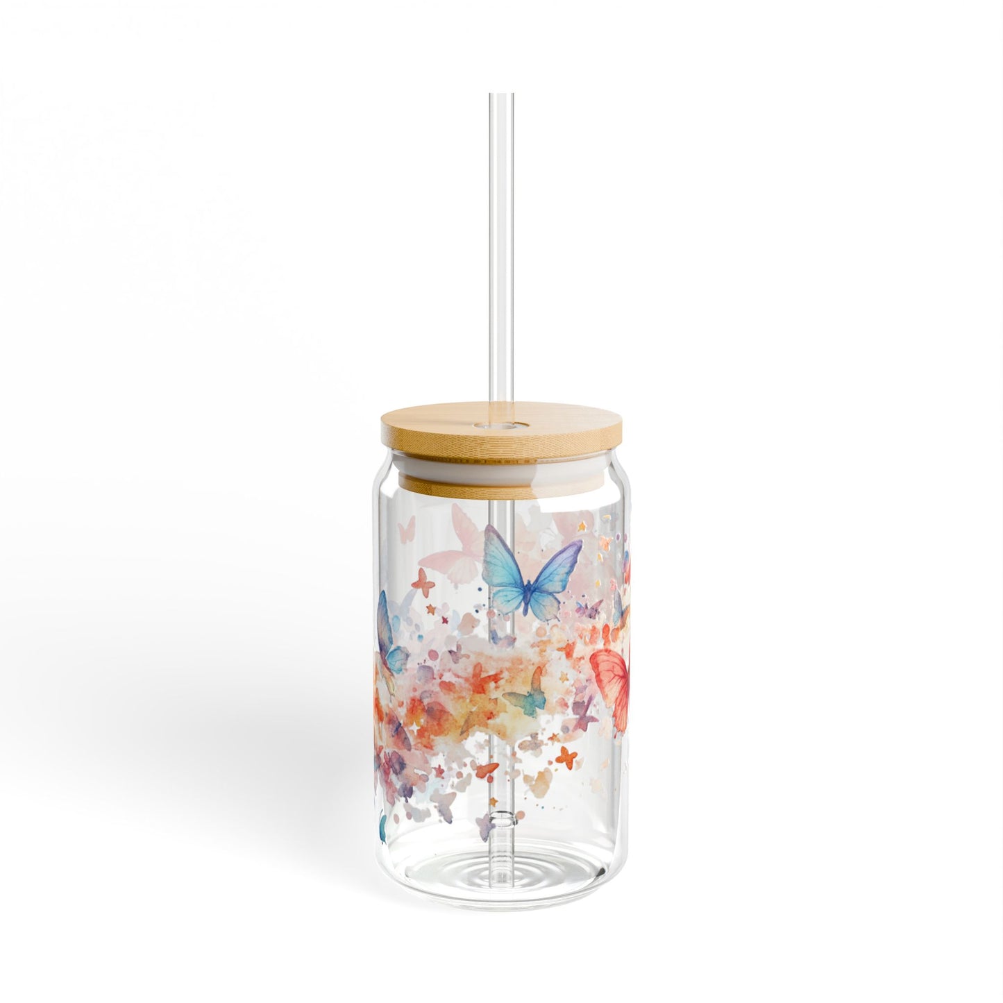 Fluttering Butterflies 16oz Glass Sipper – Sip in Style and Grace!