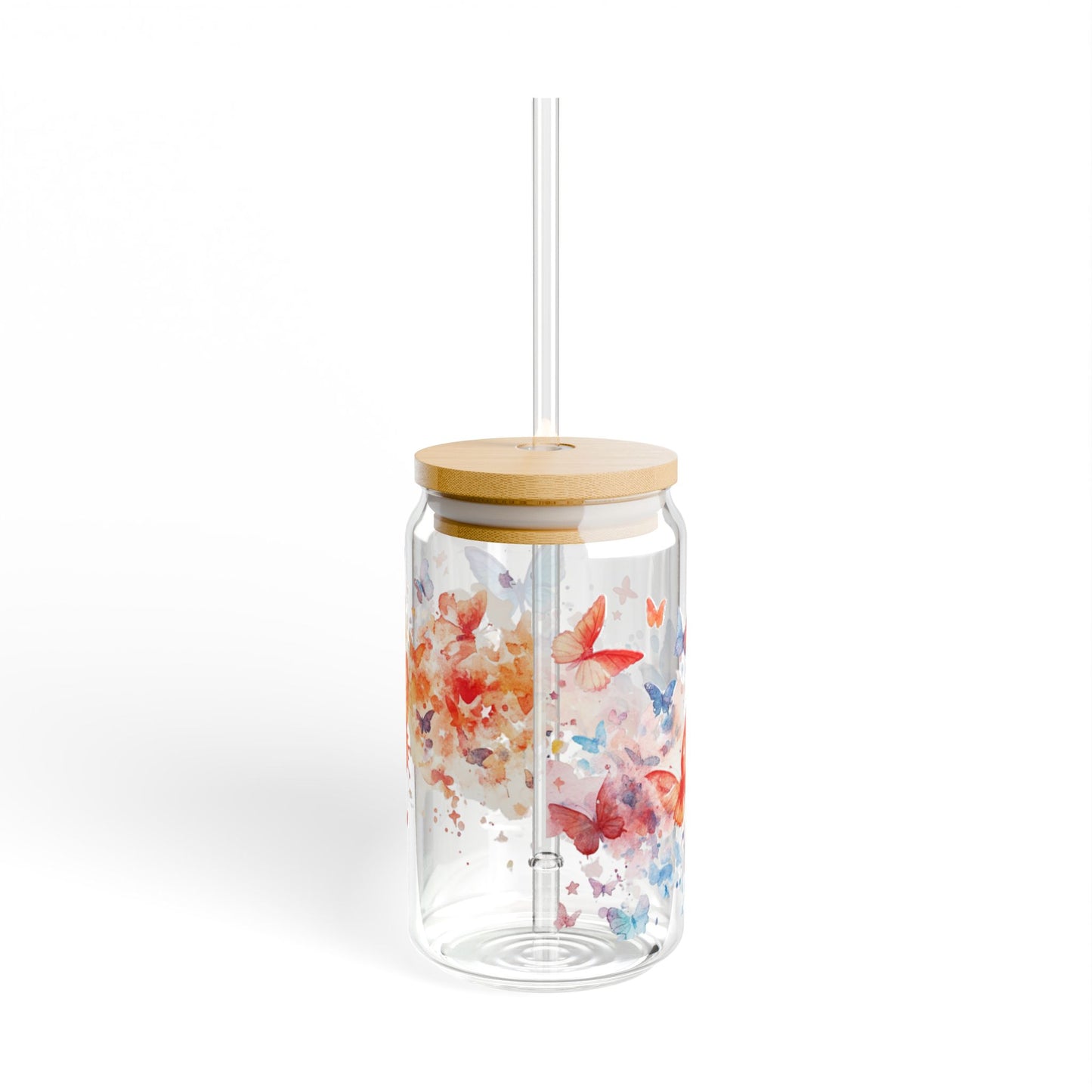 Fluttering Butterflies 16oz Glass Sipper – Sip in Style and Grace!