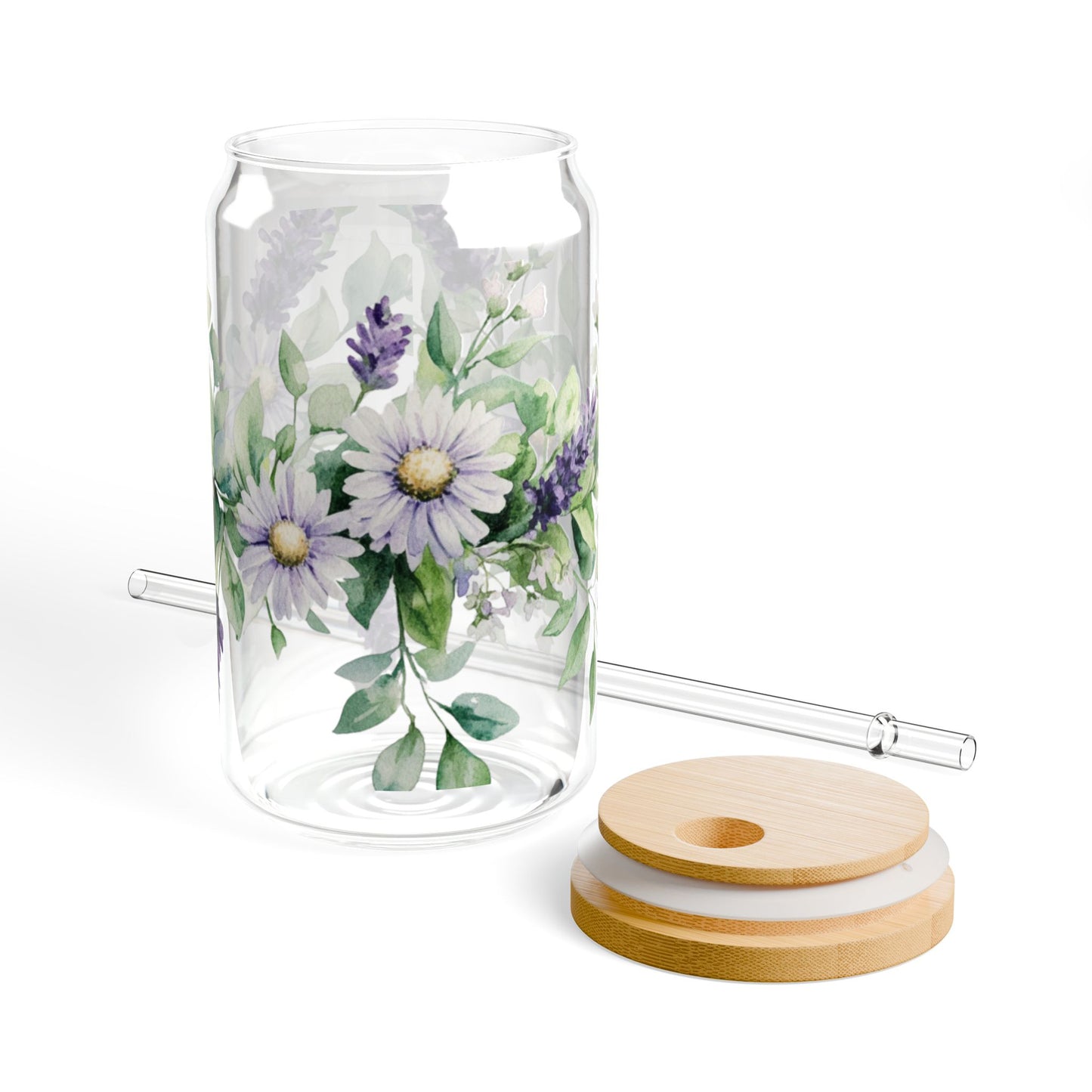 Floral 16oz Glass Tumbler – Eco-Friendly and Elegant! Sipper Glass
