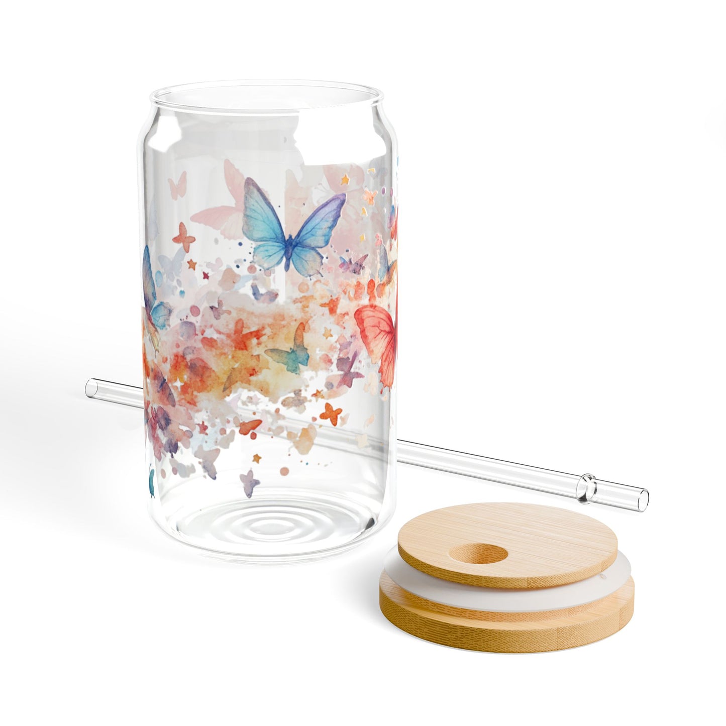 Fluttering Butterflies 16oz Glass Sipper – Sip in Style and Grace!