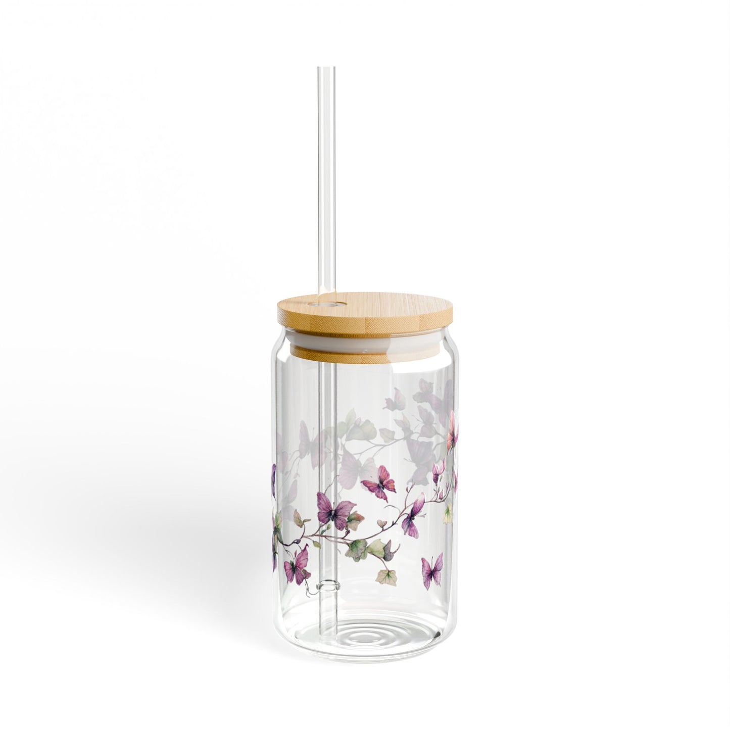 Whimsical Butterfly Vine 16oz Glass Sipper – Sip with Serenity and Grace