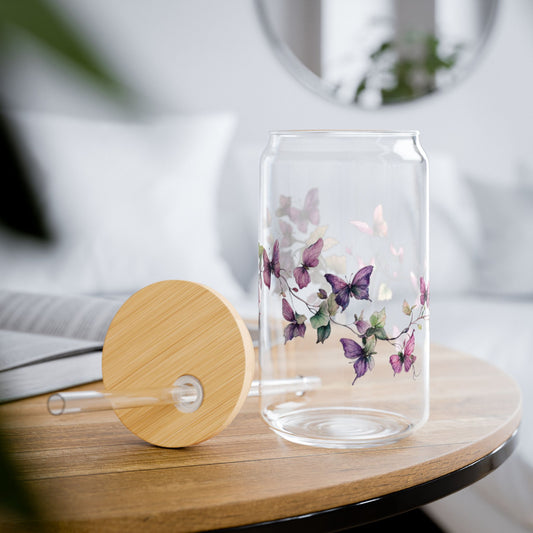 Whimsical Butterfly Vine 16oz Glass Sipper – Sip with Serenity and Grace