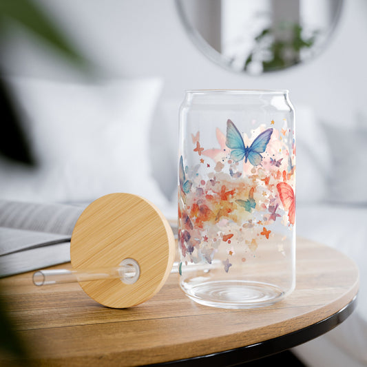 Fluttering Butterflies 16oz Glass Sipper – Sip in Style and Grace!